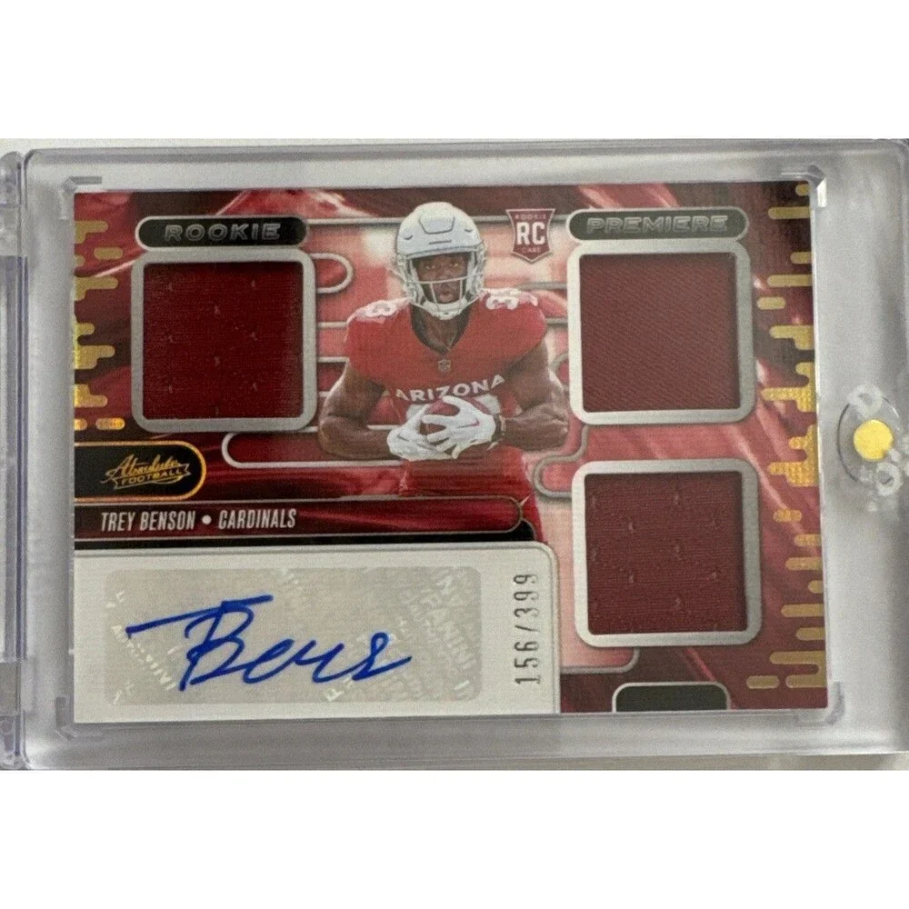 Trey Benson 2024 Panini Absolute Football Auto Patch Rookie RPA /399 RC 3 Color